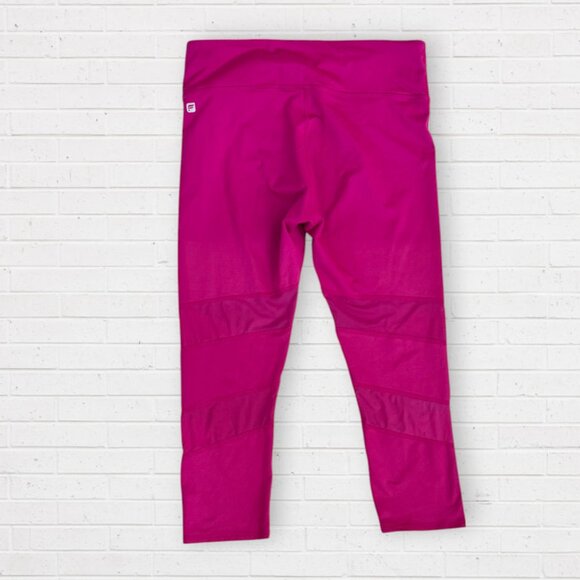 FABLETICS Mid Rise Mesh Insert Cropped Leggings Leggings Fushia Pink L / XL - Picture 3 of 3